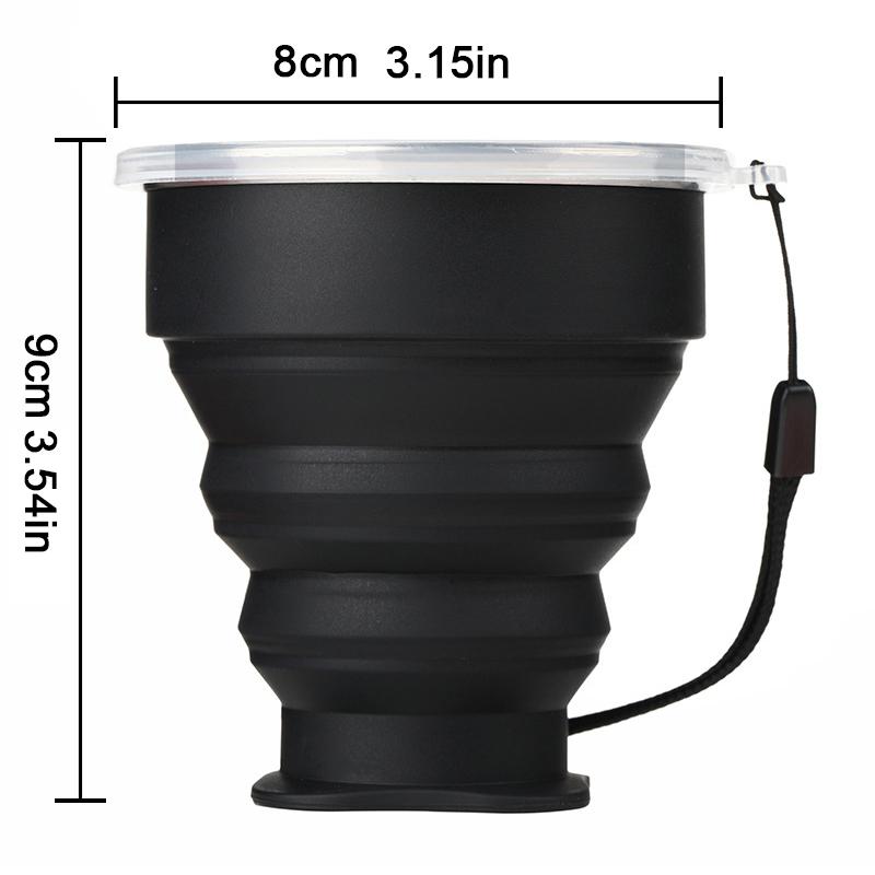 Copo Dobrável de Silicone para Exterior Caneca Dobrável Garrafa Dobrável para Camping Copos de Água de Viagem Caneca Portátil para Chá/Bebida com Tampa 200ML