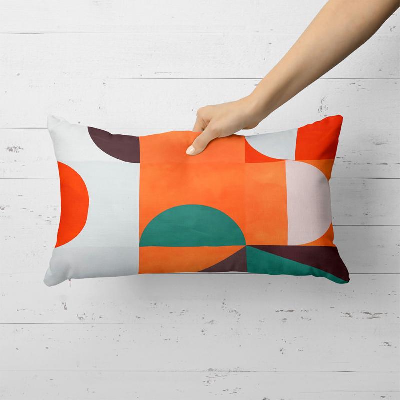 Flannel Rectangle Bedside Throw  Pillow  Case, Creative Bright Color Geometric Abstraction Pattern,