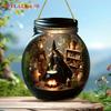 2D Flat Halloween Witch Hanging Ornaments with Rope - 2D Acrylic Sunshine Catch Ornaments,Witch Hats and Boilers Halloween Home and Garden Decorations