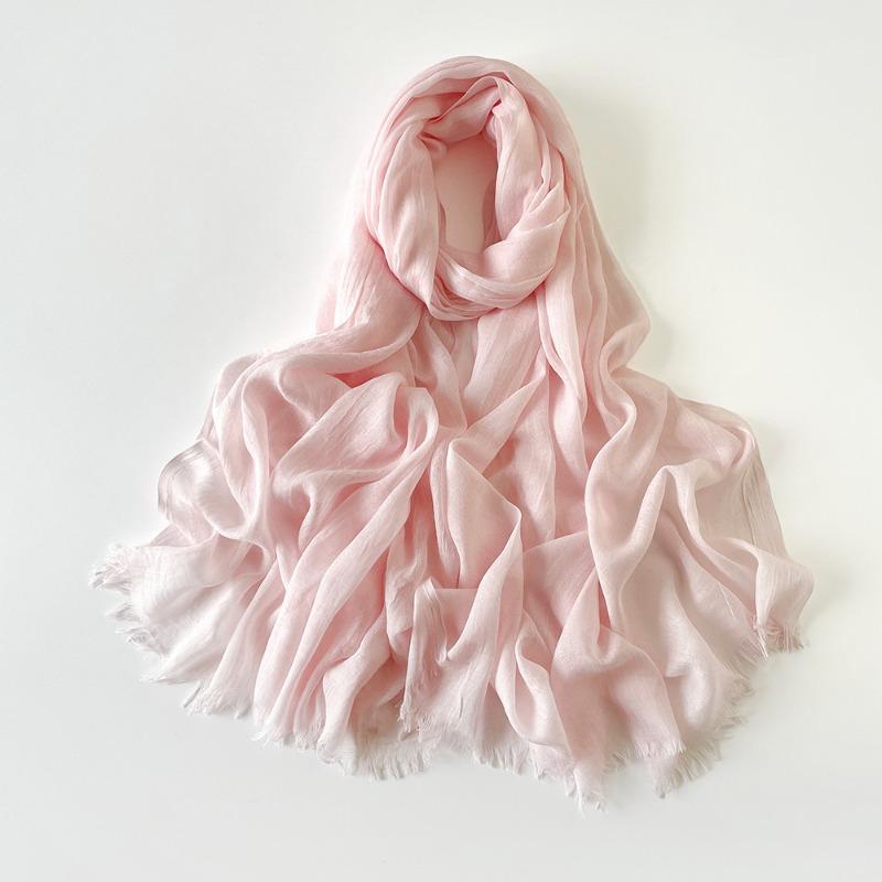 Summer Versatile Cotton and Linen Scarf Shawl Lengthened Solid Color Yarn Shawl Sunscreen Shawl Simple Scarf Silk Scarf Women