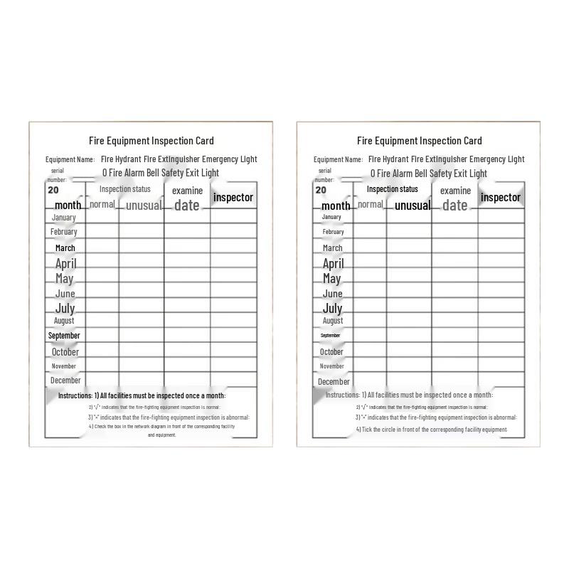Fire Extinguisher & Hydrant Inspection Card Set