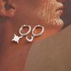 Cavus 925 Silver Shining Moon Star Earrings