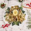 Holiday Elegant Centerpiece Flower Wreath Desktop Candle Stick Decoration For Christmas, 5Pieces Set