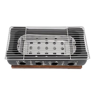 Japanese BBQ Grill Stove Charcoal Barbecue Stove Rectangle Calligraphy Quick Heating Alu Um Alloy Wire Grill Base for Camping