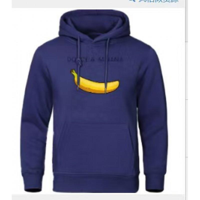 Unisex Hooded Sweatshirt With Banana Print Casual Streetwear Loose Fit Cotton-Lined Pullover Fall