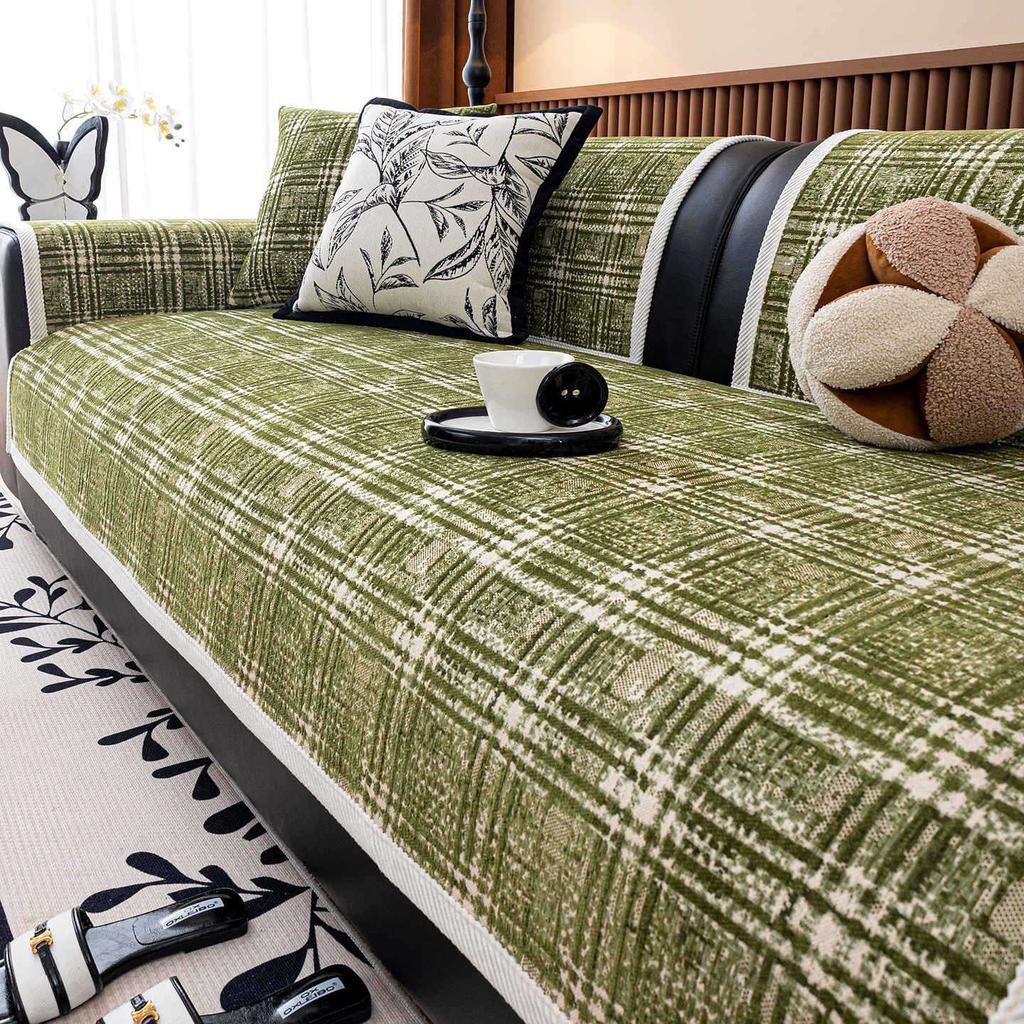New Straight Leather Sofa Cover Cloth Towel Fixed Anti Slip One-piece Sofa Cushion Modern Light Luxury All Year Round Universal