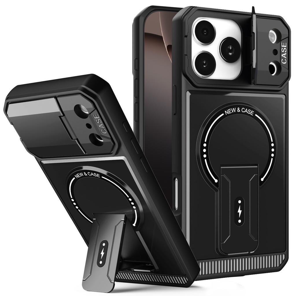 Military Armor Flip Camera Protect Phone Case For iPhone 17 12 13 16 Pro Max 14 15 Plus 16E 17 Air For Magnetic Fold Stand Cover