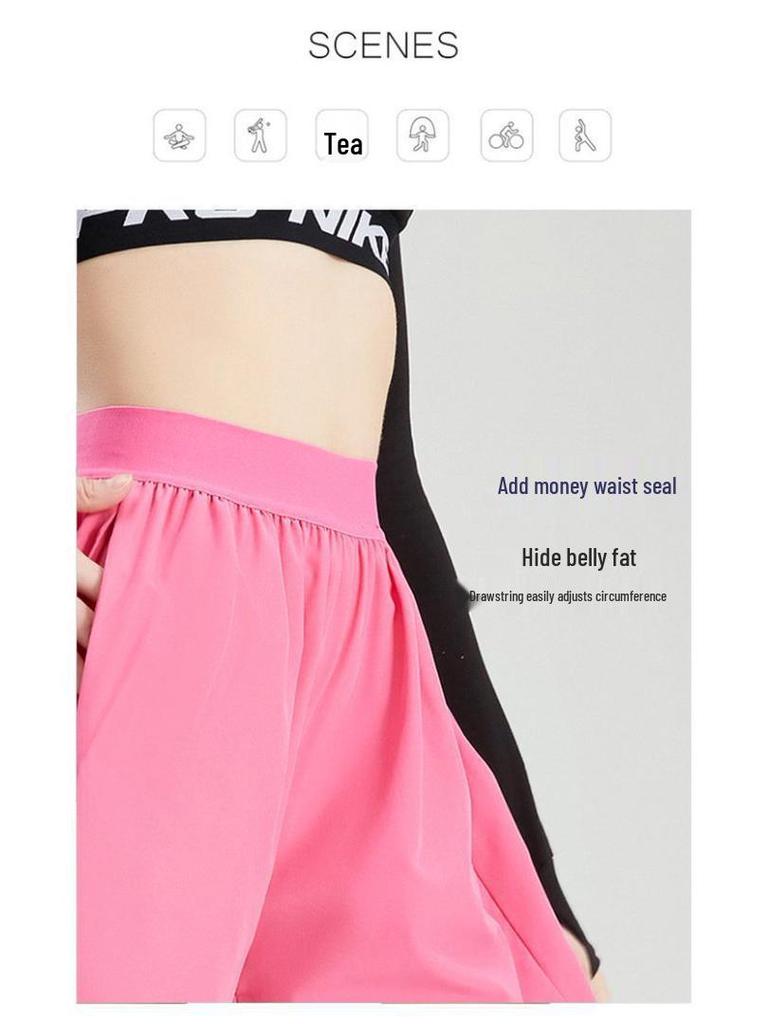 Women's Quick-Dry High Waist Running Shorts - Anti-Exposure, Fake Two-Piece Design with Inner Lining