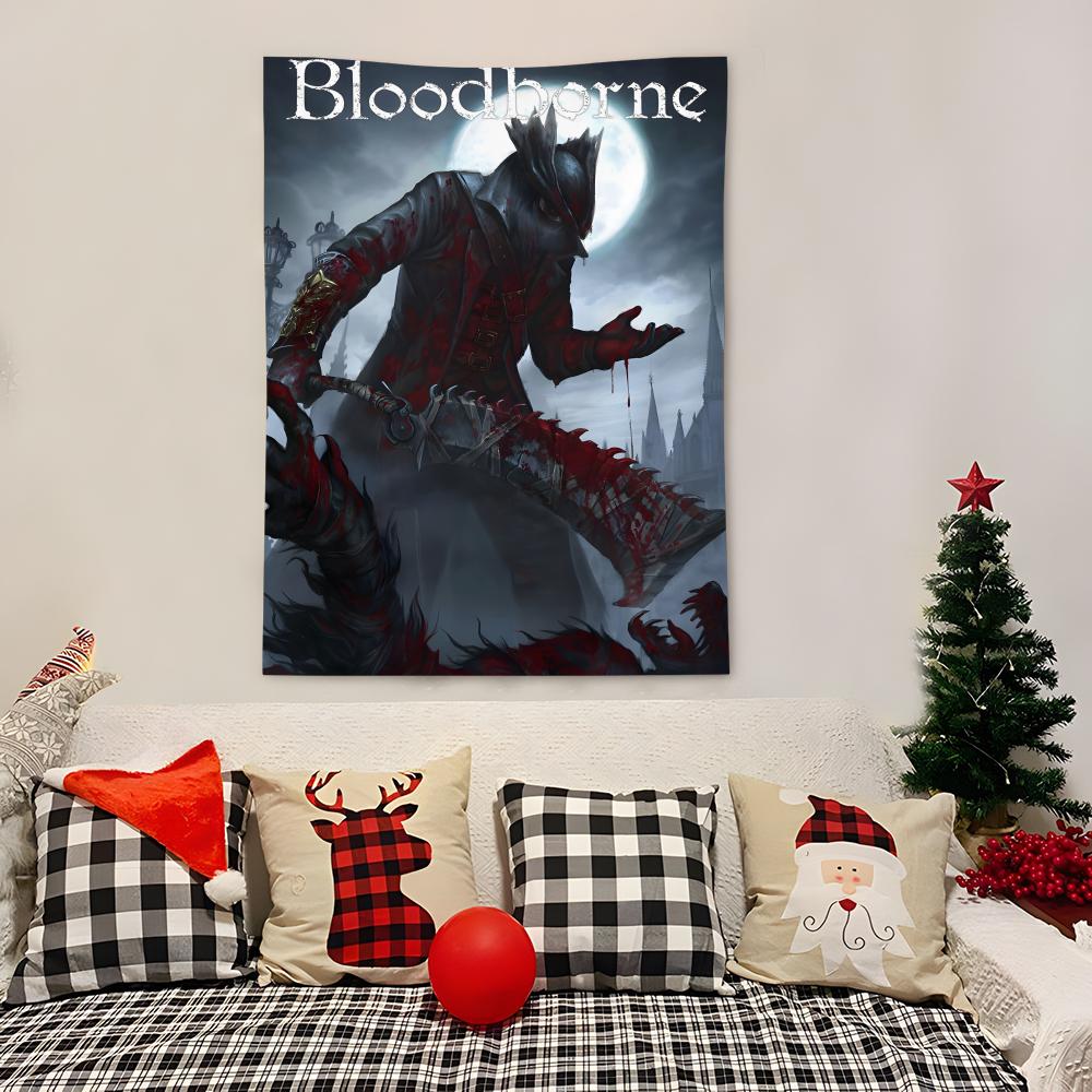 Game BBloodborne Tapestry Decoration Art Microfiber Background For Bedroom Living Bar Garden Outdoor Festival