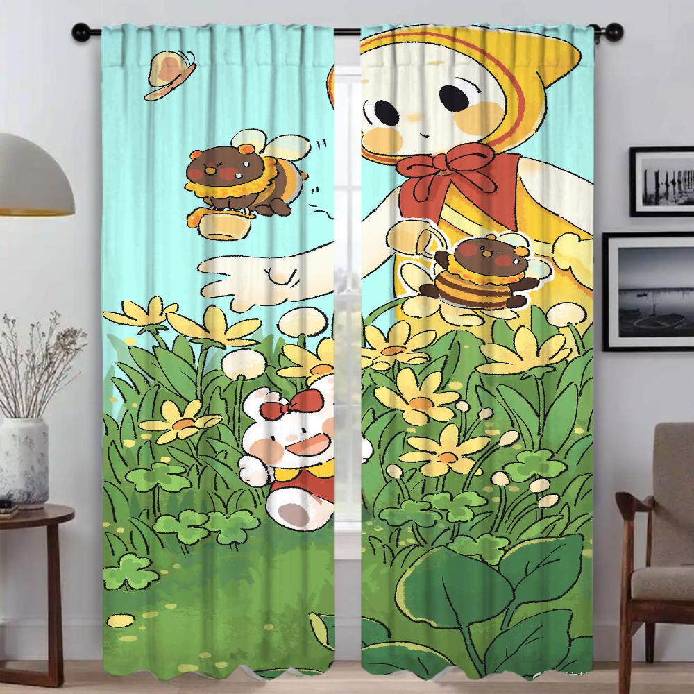 Cute Girl Blackout Curtains for Living Room Shades Home Interior Curtains 2 Pieces Tulle for Bedroom Window Curtain Partition