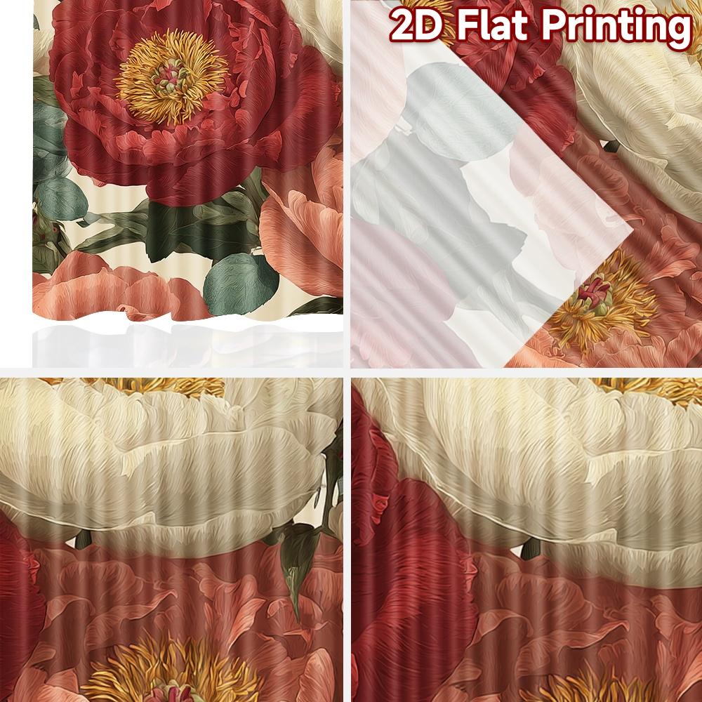 2D FLAT PRINTING 2pcs Curtains (Without Rod) Floral Peony Arrangement Saint Patrick is Day Festival Fashion Curtains Prints