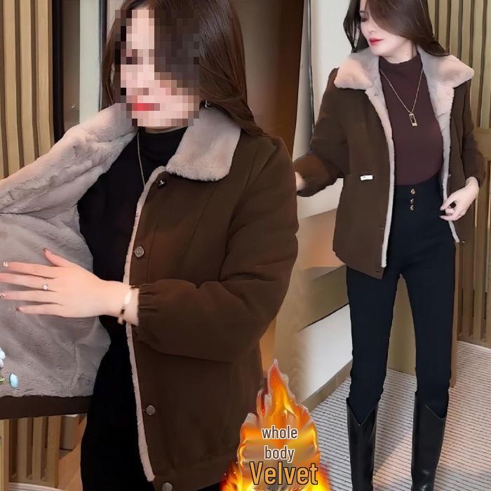 Warm Plush-Lined Jacket for Petite Women - 2025 Winter Fashion: Loose, Versatile, Thick Cotton Outerwear