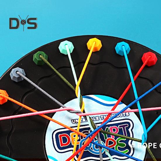 1 Set Kids Rope Untangling Game Twisted Rope Knot Board Game Logic Thinking Interactive Educational Colorful Elastic Rope Unhitching Toy