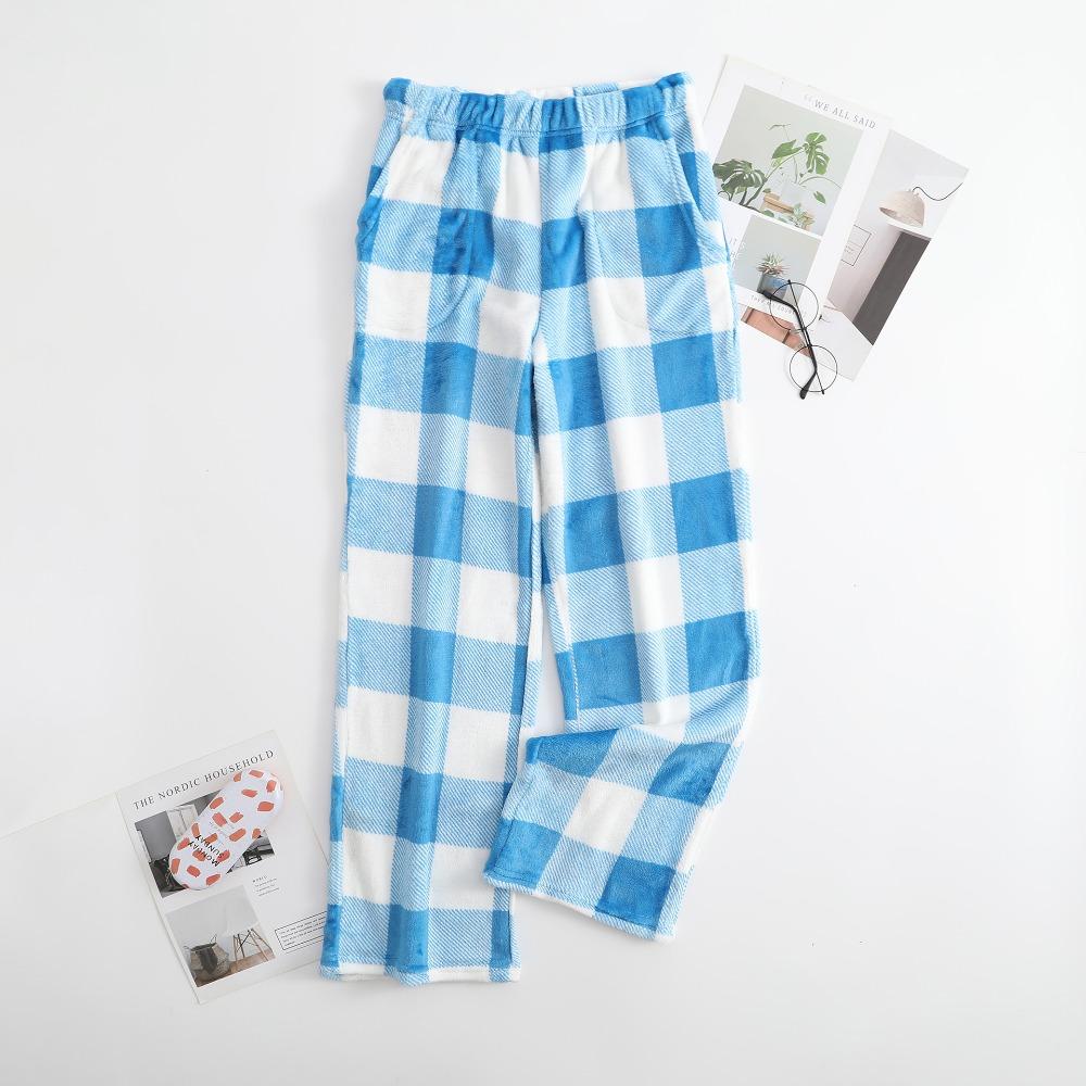 Women's Elastic Waist Plaid Fleece Pajama Pants Loose Fit Sleep Pants For Loungewear