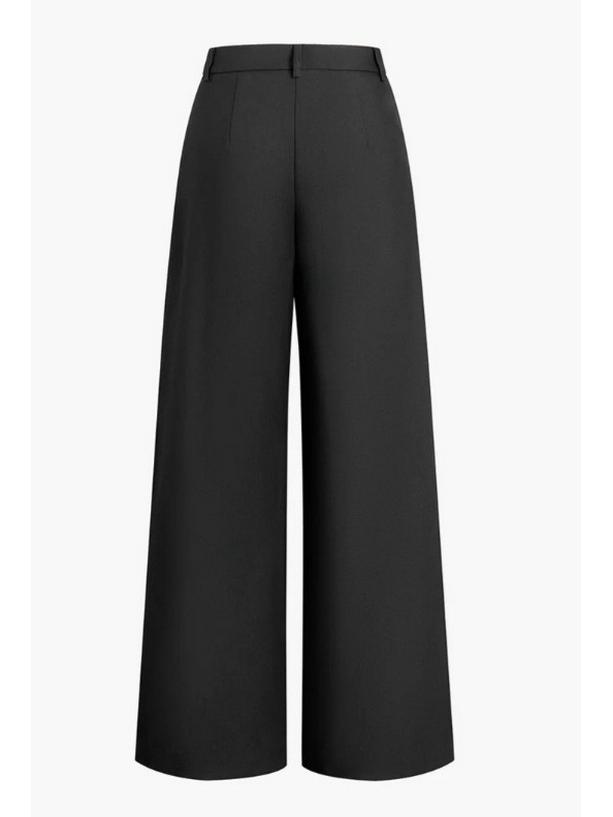 Pantaloni Bianchi a Vita Alta da Donna, Stile Commuter, Larghi, Lunghi Fino a Terra
