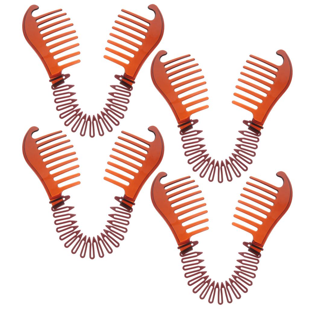 4Pcs Braiding Tools Interlocking Banana Hair Clips Bendable Combs for Women Small Banana Clips for Thin Thick Hair Styling