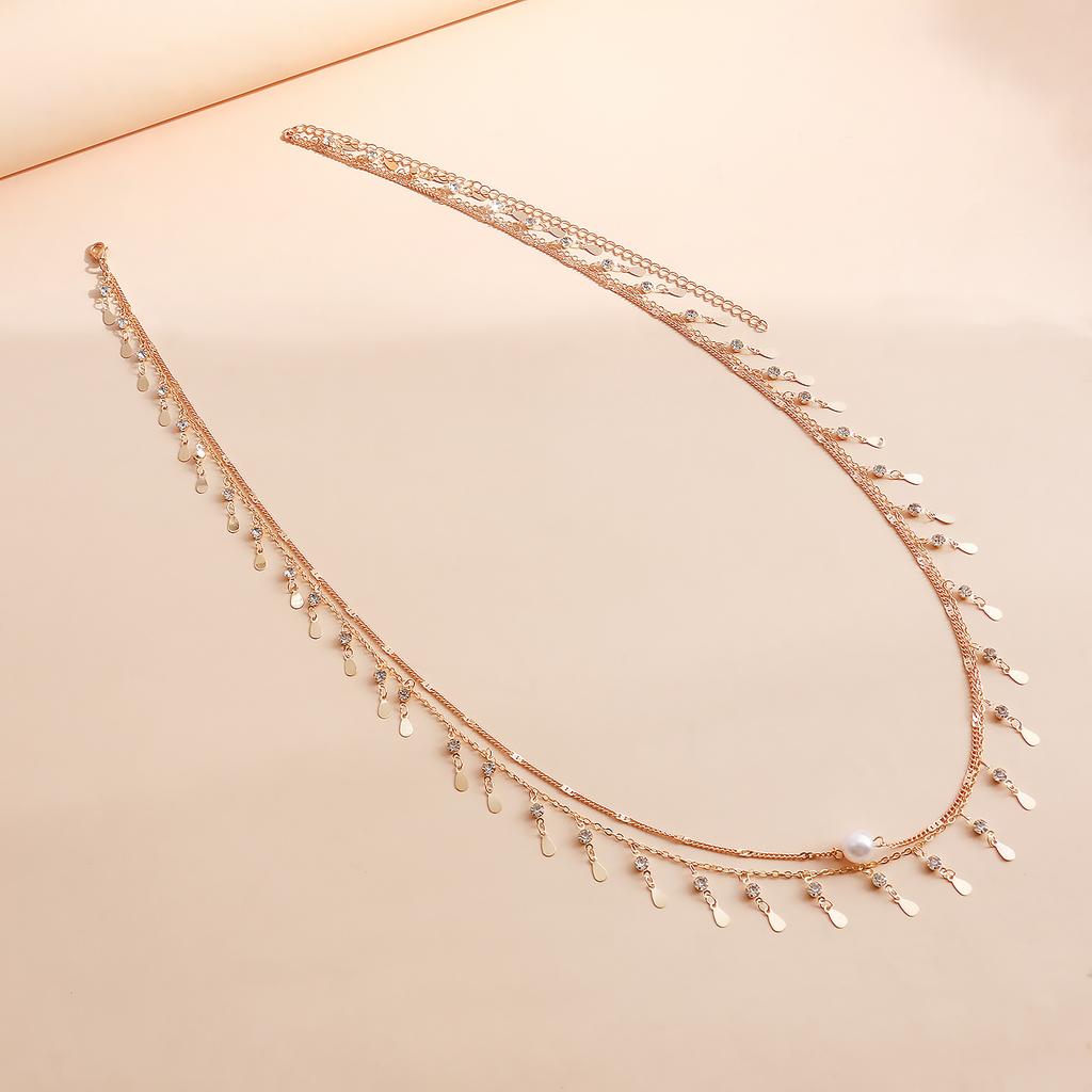 Europe, America, Simple Rhinestone Water Drop Fringed Single-layer Waist Chain for Women, Sexy Beach Bikini Body Chain