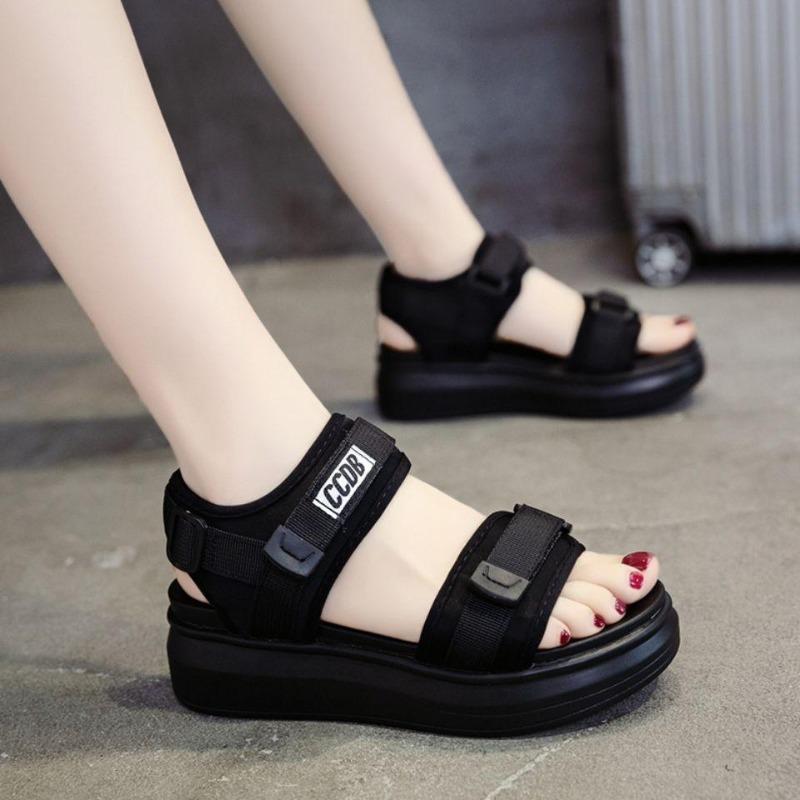 

Relaxing and Versatile New Style Thick-soled One-strap Beach Shoes Flip-flops 35 чёрный