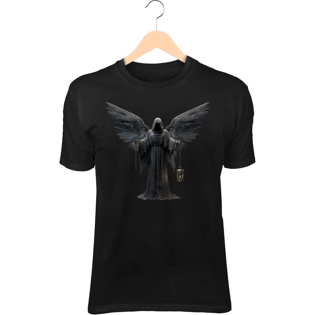 Winged Reaper T-Shirt – Chained Lantern, Tattered Robes, Gothic Horror Cemetery