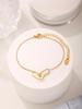 Qiong Yao Minimalist Zircon Stainless Steel Double Ring Necklace Bracelet Set - No Fading.