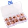 200Pcs Copper Washer Gasket Nut and Bolt Set Flat Ring Seal Assortment Kit with Box M5-M14 for Sump Plugs