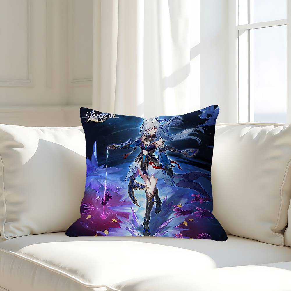 H-HONKAI IMPACTS Karaktärskuddfodral Avtagbart Tvättbart Kuddfodral – Mjukt Linne för Alla Årstider