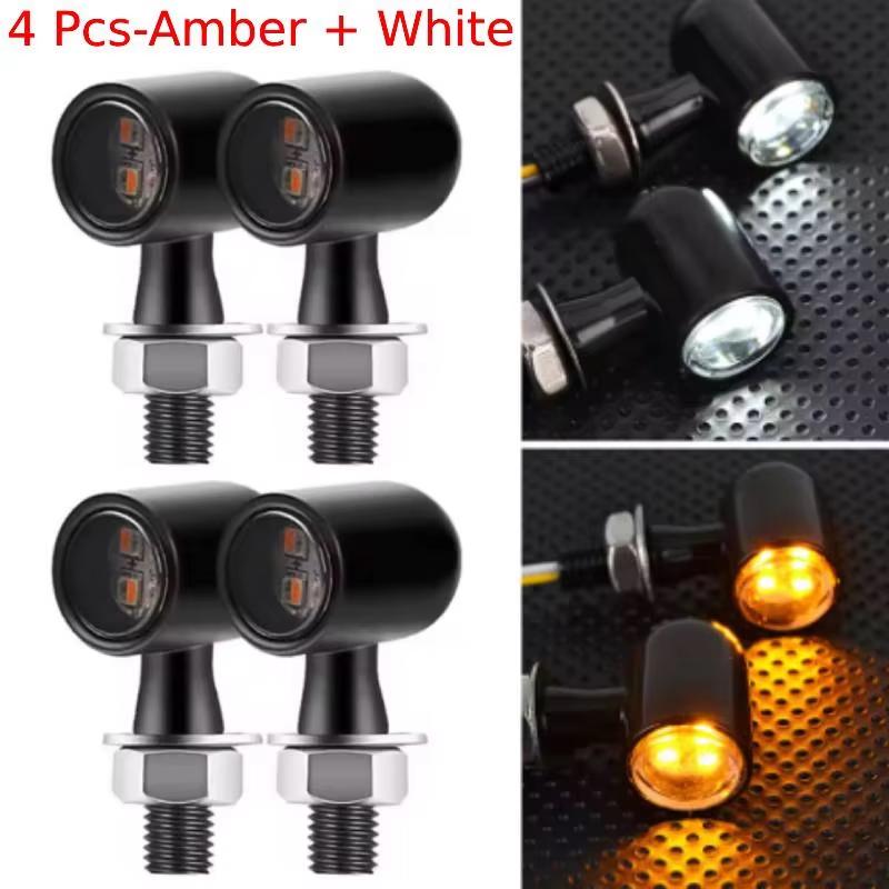 Motorcycle Turn Signals 12V 8mm LED Mini Turn Signal Light Indicators For Honda For Yamaha For Kawasaki Cafe Racer Flasher Lamp