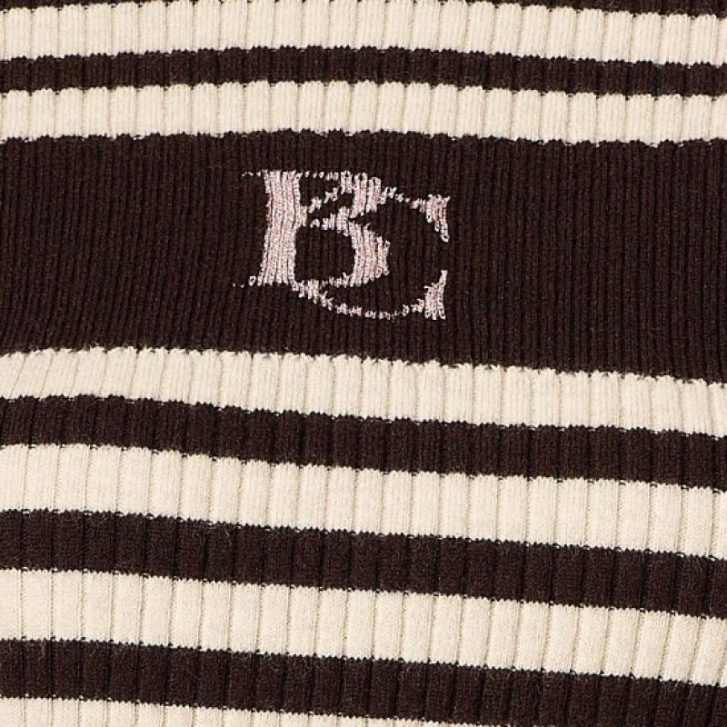 Bcbg Mock Neck Stripe Knit Top B3w9k305
