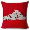 Holiday Puppy Cushion Cover Merry Christmas New Year Design Soft Linen Blend Home Decor Pillow Case