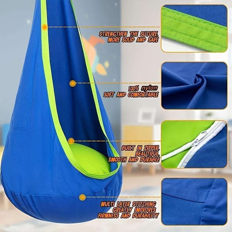 1pc Children's Hanging Chair Indoor and Outdoor Children's Swing with Air Cushion Nylon Pure Cotton Bag Swing, Hanging Chair Hammock Swing