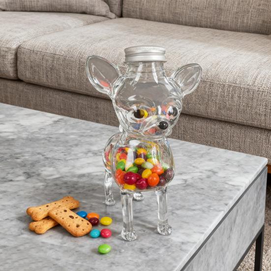 Animal Shape Glass Candy Jar Airtight Pet Treat Container for Kitchen Storage Transparent Canister for Cookies Coffee Snack