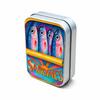 Retro Sardine Print Mini Metal Storage Tin, Portable Hinged Box for Earbuds Jewelry Pills Coins Travel Desk