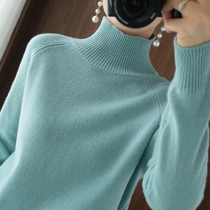 Long Sleeve Knitted Top Women Ladies Sweaters Autumn Warm Shirt Pullover Jumper Female Cashmere Blouse Clothesturtle Neck