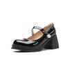 Spring and Summer New Mary Jane Small Leather Shoes Women's Thick Heels Light Mouth High Heels Black Single Shoes
