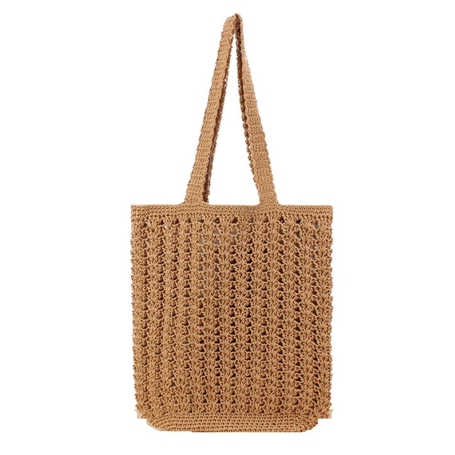 Sac polyvalent en corde de coton crochetée évidée pour les loisirs décontractés quotidiens, le travail, les trajets et les voyages sacs d'épaule d'été pour la plage