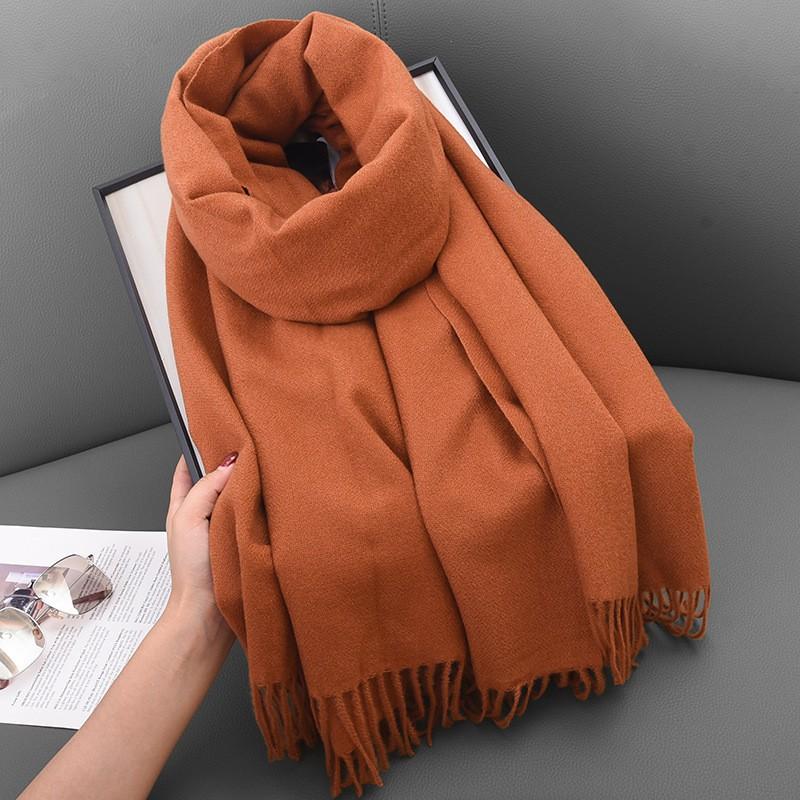 Womens Winter Warm Scarf Knitted Faux Cashmere Solid Color Thick Cozy Neck Wrap Stylish Everyday Accessory