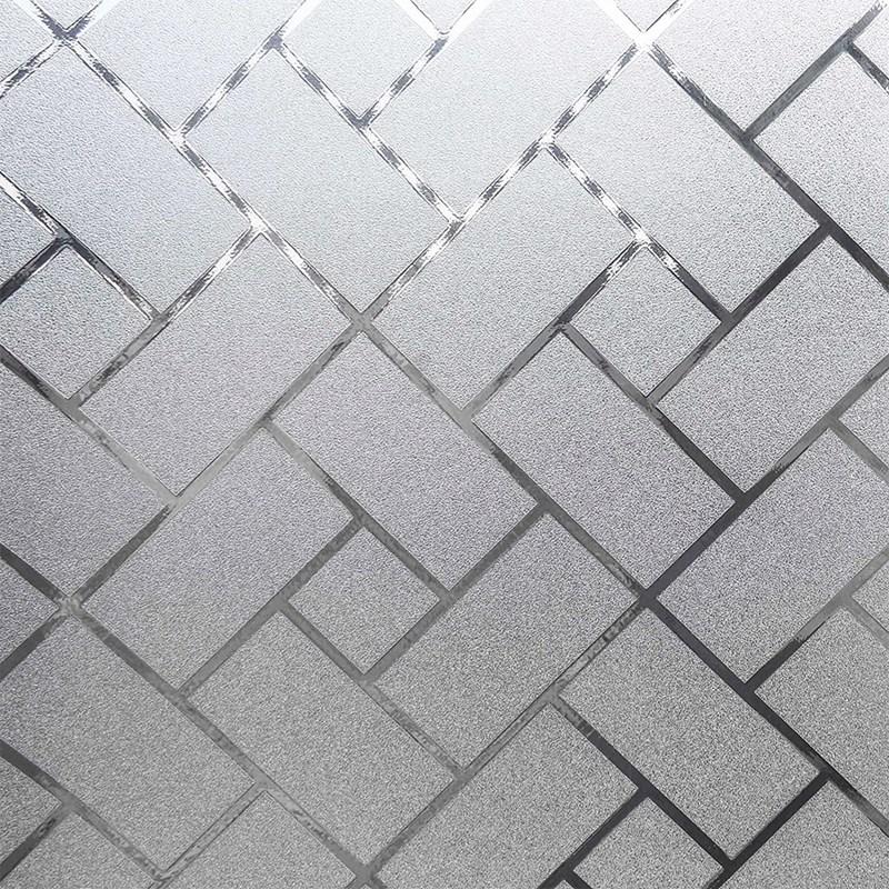 T02C!Window Film Privacy Electrostatic Adsorption Herringbone Glass Film Frosted Window Sticker