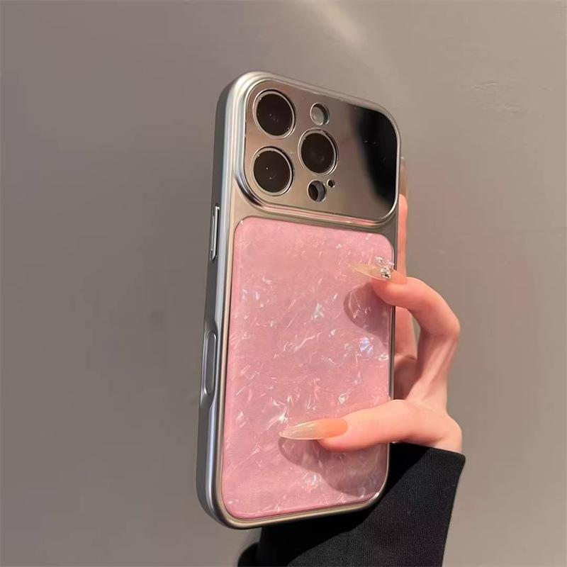 iPhone 17 Pro Compatible Mirror Surface Case with Epoxy Texture iPhone 17 розовый