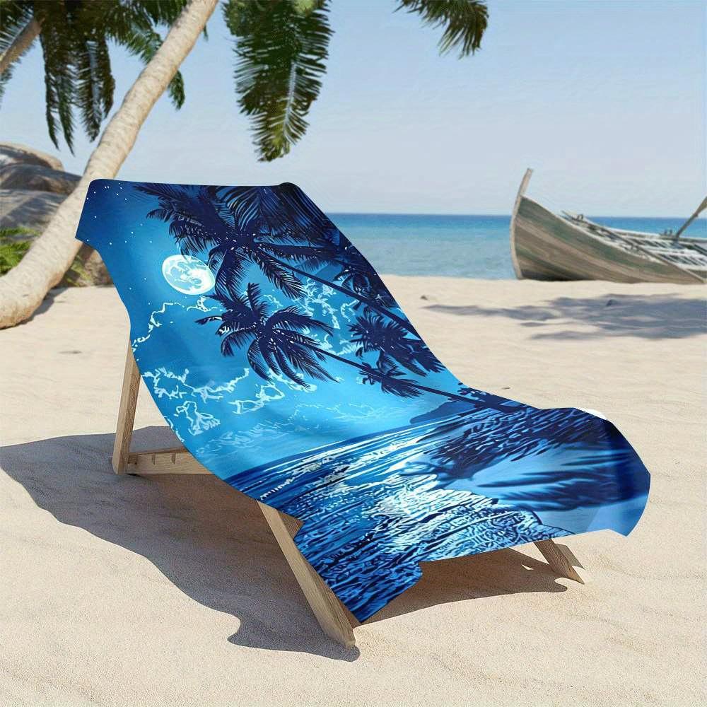 Palm Tree Moon Ocean Night Print Beach Towel Polyester Soft Quick Dry Large Bath Towel Summer Swimming Pool Surfing Blanket