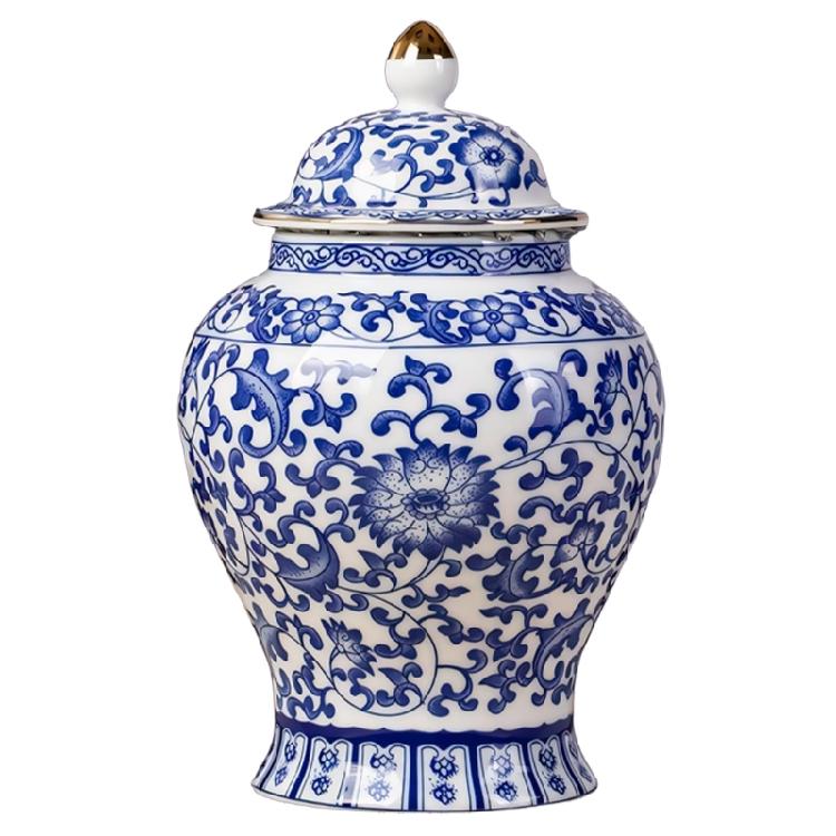 Premium Glazed Ceramic Tea Jar Featuring Dateless Blue Print Doubles As Fascinating Countertop Display Piece