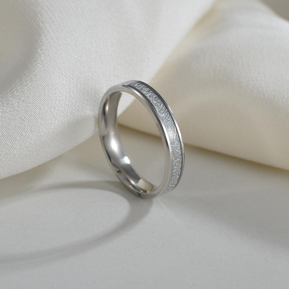 2022 New 4mm Women's Stainless Steel Wedding Ring Opal Meteorite Abalone Shell Ring for Women's