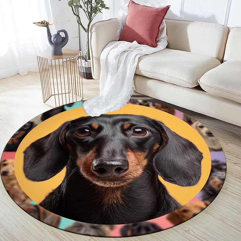 

Colorful Dachshund pattern round rug,Carpet Rug for Living Room Bedroom Playroom ,Non-slip Floor Mat,Holiday Gifts and Birthday Gifts. 80cmx80cm
