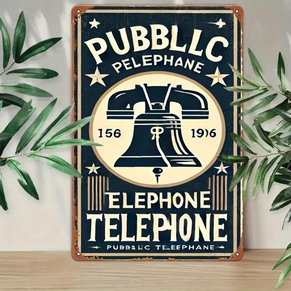 Telefon-Logo Metallblechschild Retro Wanddeko Rustikales Bar Café Garage