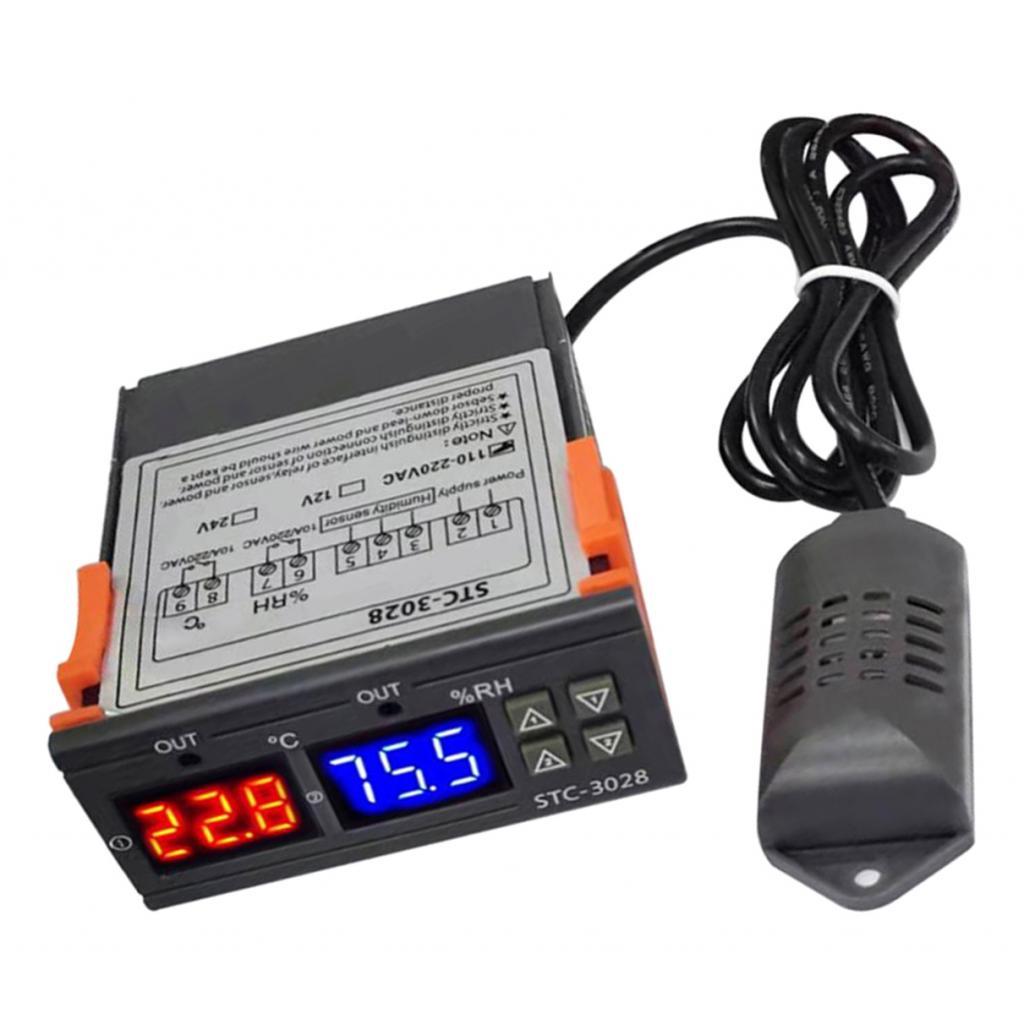 Temperature Humidity Controller - Digital LED Display Multifunction Hygrometer for Refrigerator