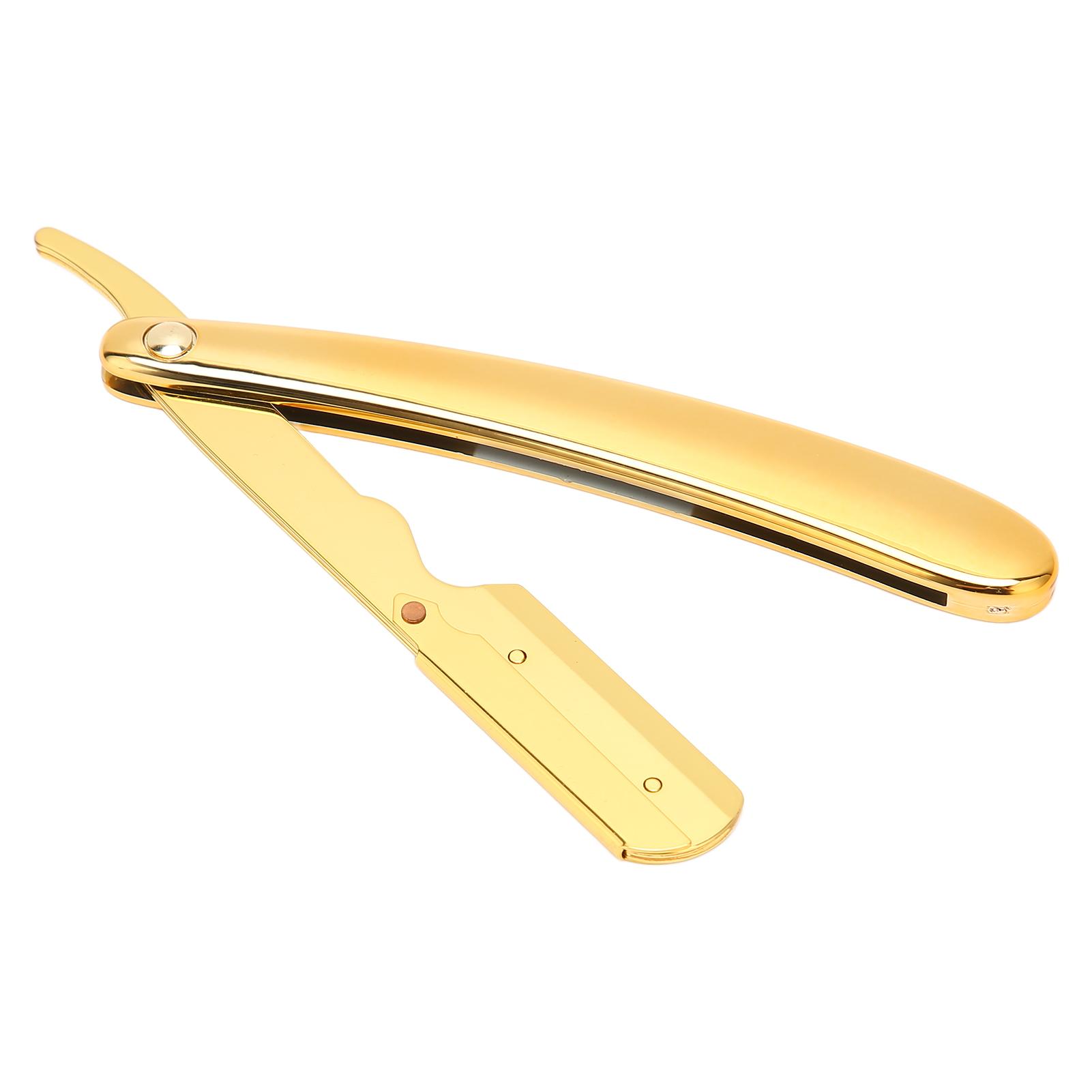 

Straight Edge Razors Ergonomics Durable Stable Straight Razors Shaving Kit for ShavingSilver золотой