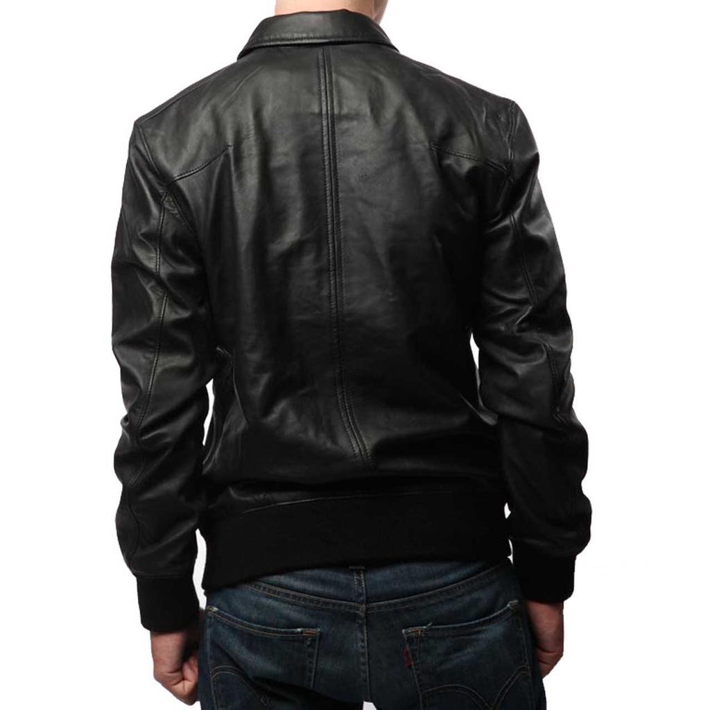 SkinOutfit Men's Genuine Lambskin Black Leather Jacket Stylish Motorcycle Bomber Biker Outerwear MJ 160