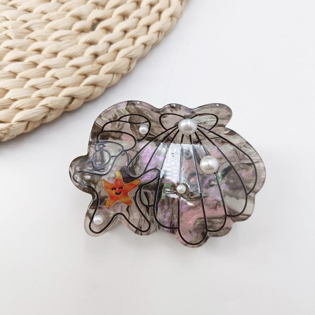 Ocean Series Pearl Shell Hairpin Grab Clip Personalized Creative Shark Clip Back Head Disc Hair Grab Hair Accessories