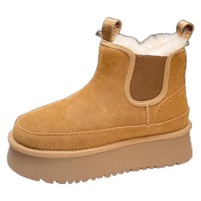 Chelsea Snow Boots Women's Winter New Thick-soled Piled Thickened Short Tube Inner Heightening Cotton Shoes Chimney Boots