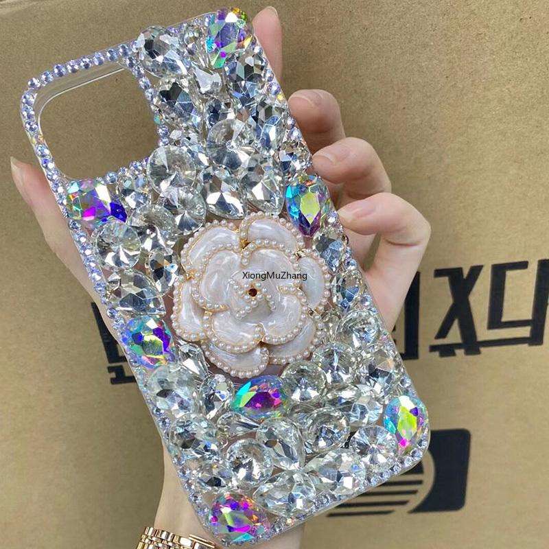 Luxury Bling Rhinestone Diamond Flowers Case For Samsung S23 S22 S21 Ultra S20 FE A14 A54 A12 A22 A32 A52 A13 A53 A51/iphone 14 13 12 Glitter Cover