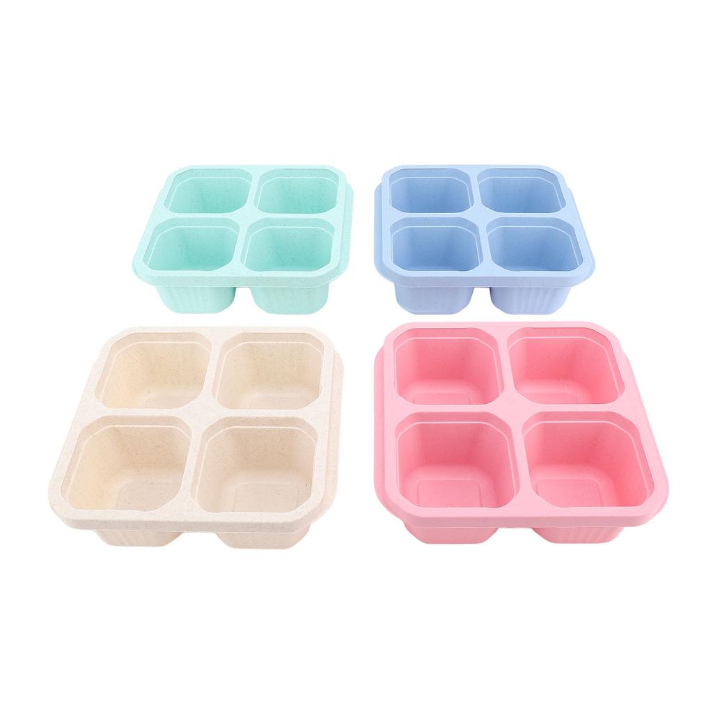 4 Colors Snack Container Box Stackable Reusable Dustproof 4 Divided Compartment Snack Container